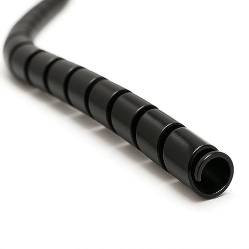 Electriduct 3/4 Inch Heavy Duty Spiral Wrap HDPE Flexible Plastic Cable Sleeve Hose Protector 10 Feet - Black