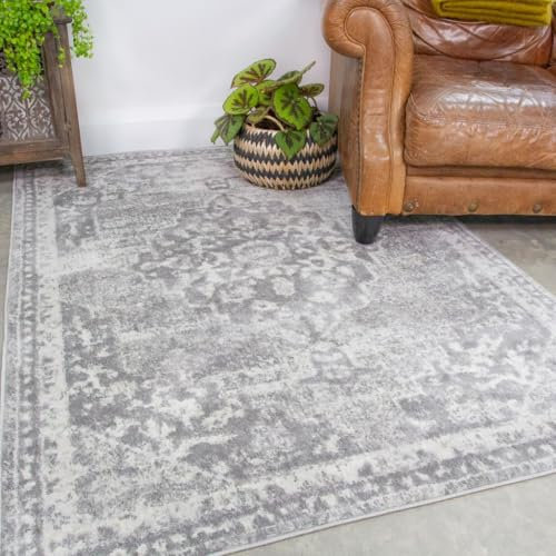 Grey Traditional Moroccan Rug Oriental Distressed Vintage Living Room Area Bedroom Rugs 80cm x 150cm