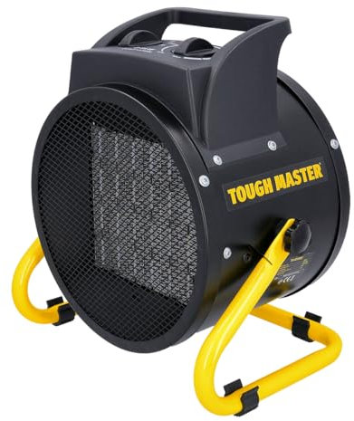 TOUGH MASTER PTC Ceramic Heater 2.8KW Small Ceramic Fan Heater,For Household/Office with Adjustable Thermostatic Control, Overheating Protection, 3 Speed Heat Mode, 1500W 2800W Black & Yellow