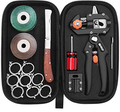 FUJIWARA Garden Grafting Tool, Multifunctional Pruning Scissors Kit, U-Graft/V-Graft/Omega-Graft Seedling for Fruit Tree Grafting Set,Including Grafting Tapes, Grafting Knife & Replacement Blades