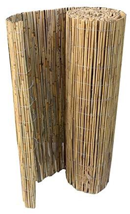 All4All Schilfrohrmatte Sichtschutzmatte mit verwobenem verzinktem Draht + 10 STK Kabelbinder Sichtschutz Schilfmatte Windschutz (100x600cm)