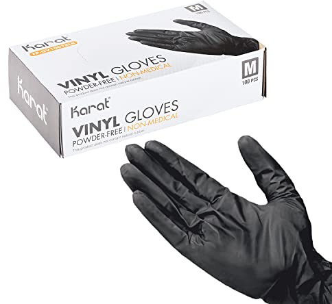 Karat Black Vinyl Powder-Free Gloves - Case of 1000 (Medium)