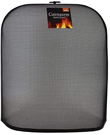 Black Cairngorn Curved Spark Fire Guard Fire Screen Spark Flame Guard Single Panel Mesh Design
