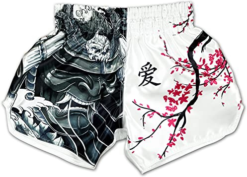 Generic Authentic Muay Thai Boxing Shorts Thaiboxing Kickboxing MMA Training Trunks Men Women Cherry Blossom Samurai (Medium)