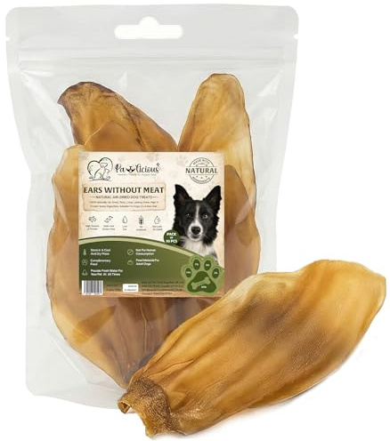 Pawlicious Pack of 10- Extra Large Cow Ears for Dogs Chews Delicious Healthy Pet Treats 100% Natural Air Dried Pet Food Long Lasting Dental Health 10 Pieces, Grain Free & High in Protein