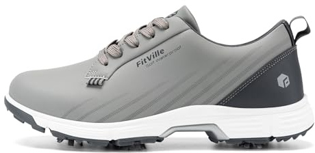 FitVille Mens Golf Shoes Extra Wide Fit with Spikes Professional Spiked Golf Shoes for Men V2