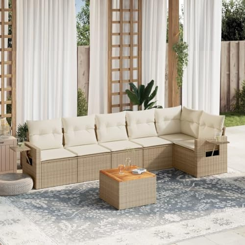 QZZCED Set di divani da giardino con tavolino pieghevole in rattan PE resistente e cuscini lavabili per terrazza o patio