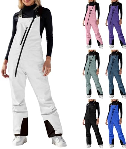 Generisch Pantalones de esquí para mujer, pantalones de nieve para mujer, impermeables, térmicos, con peto ajustable, pantalones para exteriores, resistentes al viento, pantalones de snowboard