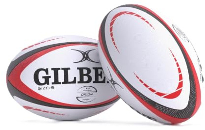 Gilbert Rugby ORION Match Rugby Ball - White Red Black - Size 5