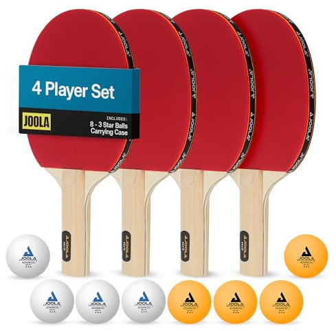 JOOLA Ping Pong Paddle Set with Balls & Carrying Case - Set of 4 or 2 Table Tennis Paddles - Advanced Ping Pong Rackets & Portable Table Tennis Accessories for 2-4 Players