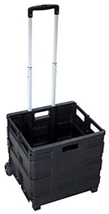 Pavo - Chariot De Transport avec Caisse Pliante Plastique Capacité 30 Kg / 60 L, la Dimension: 420x405x380mm, Noir