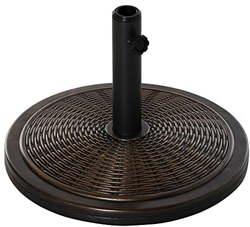 Outsunny Base para Sombrilla de Jardín Peso Neto 13 kg Soporte de Parasol de Cemento Retro para Postes de 35mm/38mm/48mm para Terraza Patio Exterior Ø48x34 cm Bronce