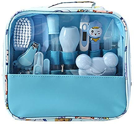 Babypflege Kit 13 teile/satz Neugeborenen Pflegen Set Wesentliche Healthcare Zubehör für Reisen Heimgebrauch mit Tragetasche (Blau)
