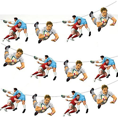 AK Giftshop Rugby Players Mix Bunting Party Decorations - 12pcs / 2.5m Ribbon