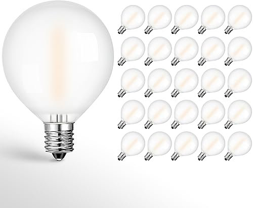 Century Light E12 LED Mattglas Warmweiss Lichterketten Ersatzbirne, G40 1 Watt 100 Lumen Dekoration Leuchtmittel Ersetzen 10W Glühbirne, 2700K Warmweiße Partei, Party Garten String Licht, 25 Stücke