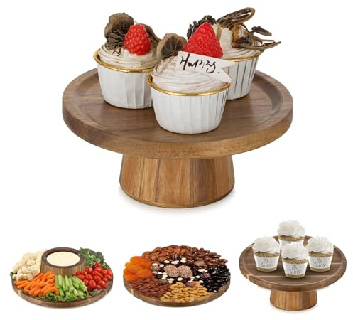 Nuptio Alzatina Dolci Alzata Legno: 19.3cm Torte Alzate Alzatine Stand Torta Cupcake Portatorte Cake Esspositori Portatorta Natale Supporto Natalizia