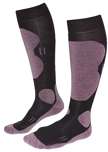 Weri Spezials Skisocken aus Wolle für Damen, Kinder und Herren, Thermo Warme Kniestrümpfe Skistrümpfe Wintersocken, 1 Paar (35-38, Schoko-Rosa)