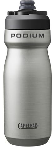 Camelbak Podium Insulated Steel 530ml – bike bottle – stainless steel – double-wall vacuum insulation – high flow – leak-proof – 18/8 stainless steel – stainless, size: OS