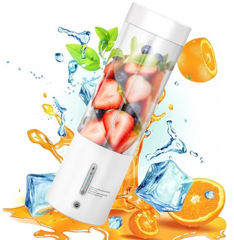 Portable Blender Upgraded 15Oz Personal Size Blender for Shakes and Smoothies Mini Blender with 6 Blades Mini Mixer Magnetic charging for Baby Food, Gym, Mothers Day Present