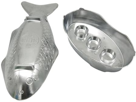 Grillad fisktallrik – aluminiumfiskskål metall serveringsbrickor, serveringsbrickor av metall i thailändsk stil för uteplatsen och köket inomhus