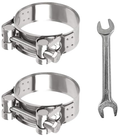 FINEASY 2 Pièces Collier de Serrage Inox avec Clé Fournie, Collier Echappement, Collier de Tuyau D'échappement, Brides D'échappement Turbo, Réglable Collier de Serrage 68-73mm Antirouille et Durable