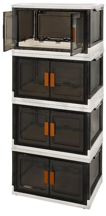 ABBAware 4er Set Aufbewahrungsbox mit Deckel, 71 Liter, jede Box stapelbar, faltbar mit Rollen zum mühelosen Transport. Praktische Öffnung zu 3 Seiten, Stapelbox aus PP-Kunststoff