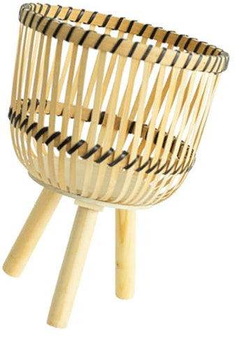 POPETPOP Bordure De Clôture De Jardin Tissé Osier Mis en Pot Rester Fleurs Macramé Tabouret Pôle Floral Jardinières pour Plantes Succulentes Jardinière D'intérieur Plantes Tableau Herbe