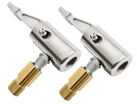 Wvxilyr 2 Pezzi Adattatore Valvola Pneumatici Auto da 8mm, Adattatore per Gonfiaggio Pneumatici per Auto, Valvola, Mandrino ad Aria con Bloccaggio a 90 Gradi, in Lega di Zinco e Ottone