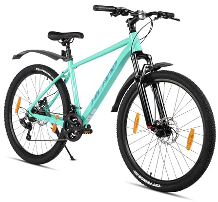HILAND Bicicleta de Montaña 26 Pulgadas, para Hombre y Mujer, 21 Velocidades, MTB con Cuadro de Aluminio y Frenos de Disco Dobles, Verde