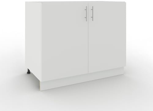 JD Greta Adjustable Kitchen Base Unit - 1000mm - Base Cabinet with Doors (No Worktop) - White Matt
