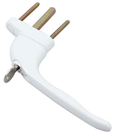 Manilla para ventana, Manija de ventana en línea con cerradura UPVC llaves 43 mm, color blanco, paquete 10