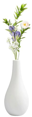 Vaso da fiori in ceramica bianca da 16,5 cm, a collo stretto, per centrotavola, festa di nozze, decorazione per la casa