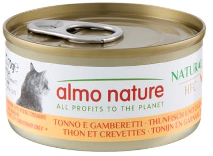 Almo Nature HFC Natural - Nourriture Humide pour Chat Adulte - Thon et Crevettes - 70 g x 24 Boîtes