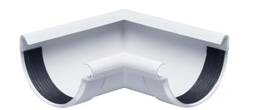 INEFA Rinnenwinkel 90 Grad halbrund Innenwinkel, PVC NW100 / 100mm Weiß Wulst innen, Verbindungsstück Dachrinnenzubehör, einfache Montage