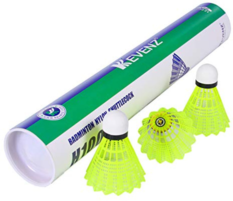 12-Pack Kevenz Advanced Nylon Feather Shuttlecocks,77 Grains-High Speed Badminton Balls (Yellow,Nylon)