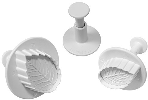 PME RL530 Prägeausstecher mit geädertem Rosenblatt, kleines, mittelgroßes und großes Format, Kunststoff, Weiß, 3 x 3 x 4 cm, 1 Einheiten