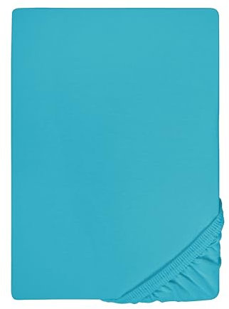 biberna 0077144 Spannbetttuch Feinjersey (Matratzenhöhe max. 22 cm), gekämmte Baumwolle, superweich 1x 140x200 cm > 160x200 cm türkis