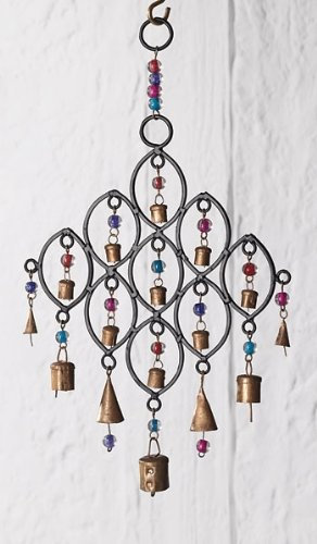 India Recycled Iron Bells & Glass Beads Wind Chime