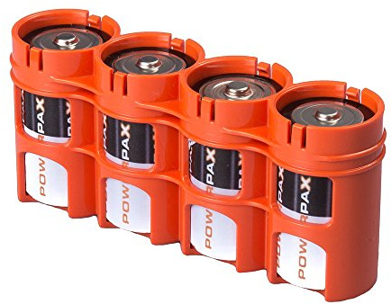 STORACELL PowerPax D Batteri Caddy, orange, 4-pack