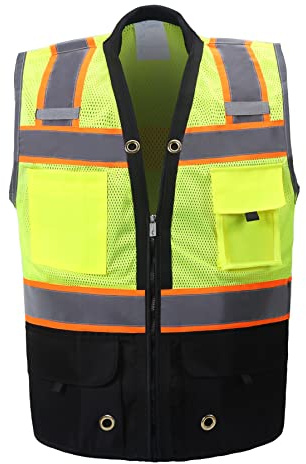 Shine Bright Safety Vest - High Visibility with Reflective Straps and Pockets – Premium, Soft, Durable, and Breathable – ANSI CLASS 2 (Size Medium, Black)