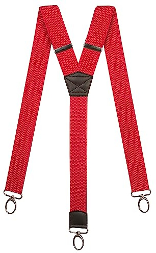 Olata Bretelle da Lavoro a Forma di Y, Larghe, con Clip a Moschettone, 4 cm. Rosso