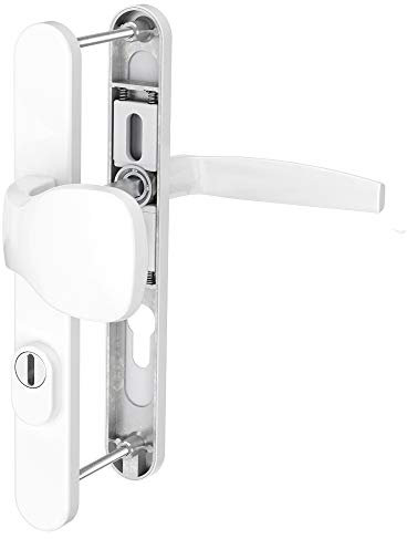 Schmalrahmengarnitur mit Kenrziehschutz Profilzylinder Lochung Langschildgarnitur 72mm Türdrücker 8mm Vierkant Türbeschlag Weiß (Knopf/Drücker, Türstärke 39-54mm)