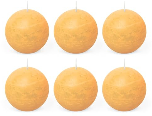 Spaas 6x Bougie Boule Rustique 80 mm 24h - couleur sable