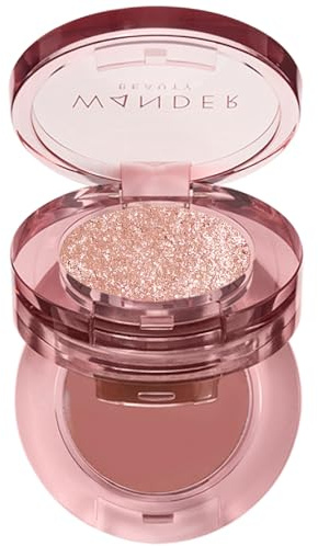Wander Beauty Double Date Eye Shadow Duo - Eye Candy/Crush (Rose Gold Shimmer + Muted Mauve Cream) - High Pigment Eye Shadow Palette - Satin Shimmer Eyeshadow - Eye Makeup With Vitamin E - 0.07 oz