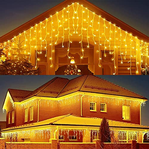 JIMACRO Guirnaldas Luces Exterior Solar, 32pcsx0.8M 256 LED Luces de Hadas de Cortina, 5M Impermeables Guirnalda Luces de Decoración Solar, 8 Modos de LED Hada Solare Cortina Luces Navidad Exterior