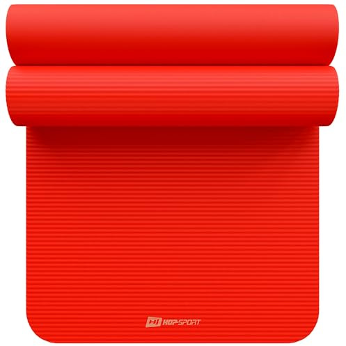 Hop-Sport Gymnastikmatte 190 x 80 cm x 1,5 cm, Sportmatte - gelenkschonend & rutschfest, Fitnessmatte aus NBR-Schaumstoff + Tragegurt- RED MOON