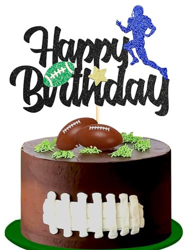 Sotpot 1 Pack Rugby Cake Topper Football Happy Birthday Cake Topper for Football Sport Theme Man Kids Boy Party Cake Decorations
