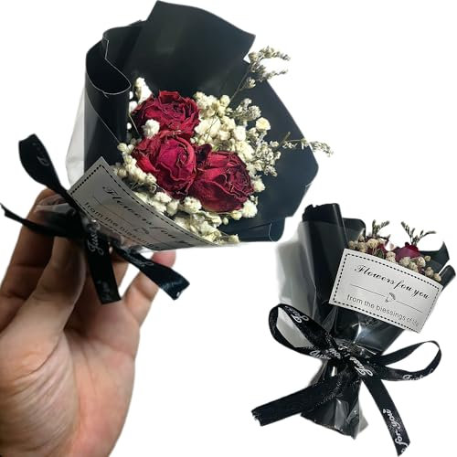 Syiyunran Mini Bouquet di Fiori Secchi - 2 Bastoncini Rose Secche Piccolo Adatto per Cornice Foto Fai da te, Clipart, Festa Famiglia e Decorazione Matrimonio È un Regalo Piccolo e Delicato