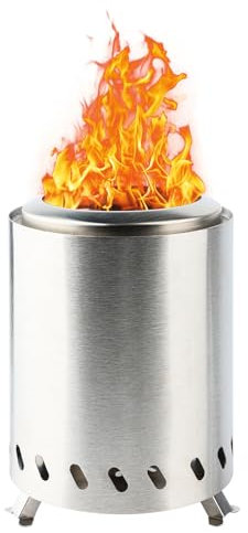 Howeifull stufa da campeggio, braciere da esterno portatile in acciaio inossidabile, stufa a legna e alcool, per cucina all'aperto, picnic, barbecue, escursionismo, con borsa a rete