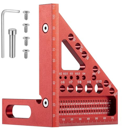 YUENGJGI Misuratore Angolare 3D Multifunzionale, Squadra in Lega di Alluminio 22,5-90°, Strumento di Misura di Precisione, Strumento di Marcatura per Falegnameria